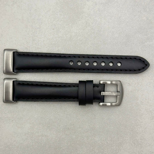 The Athens: Jet Black Full Grain Leather Fitbit Charge Watch Strap