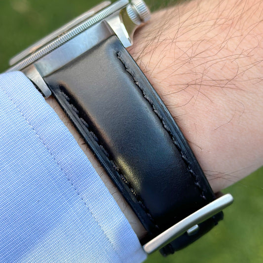 The Athens: Jet Black Full Grain Leather Watch Strap