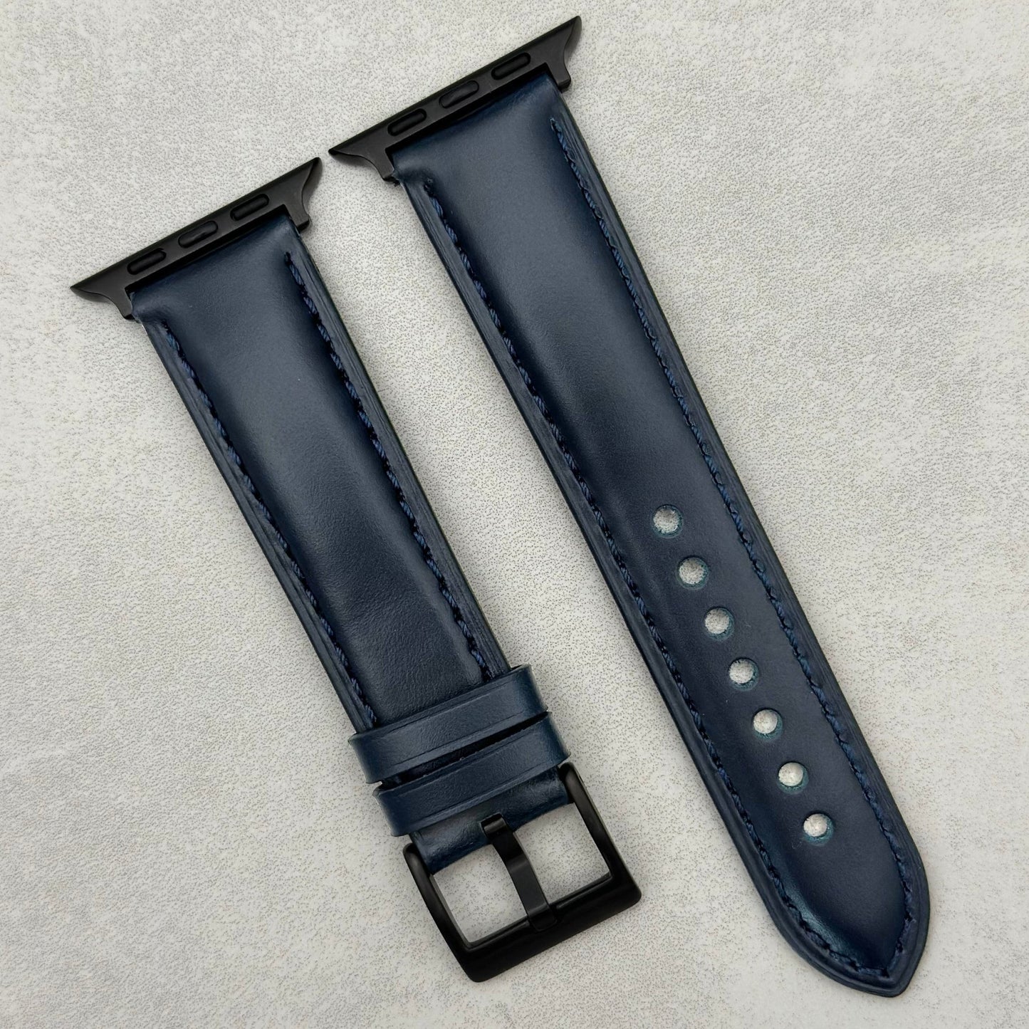 The Athens: Deep Ocean Blue Full Grain Leather Apple Watch Strap