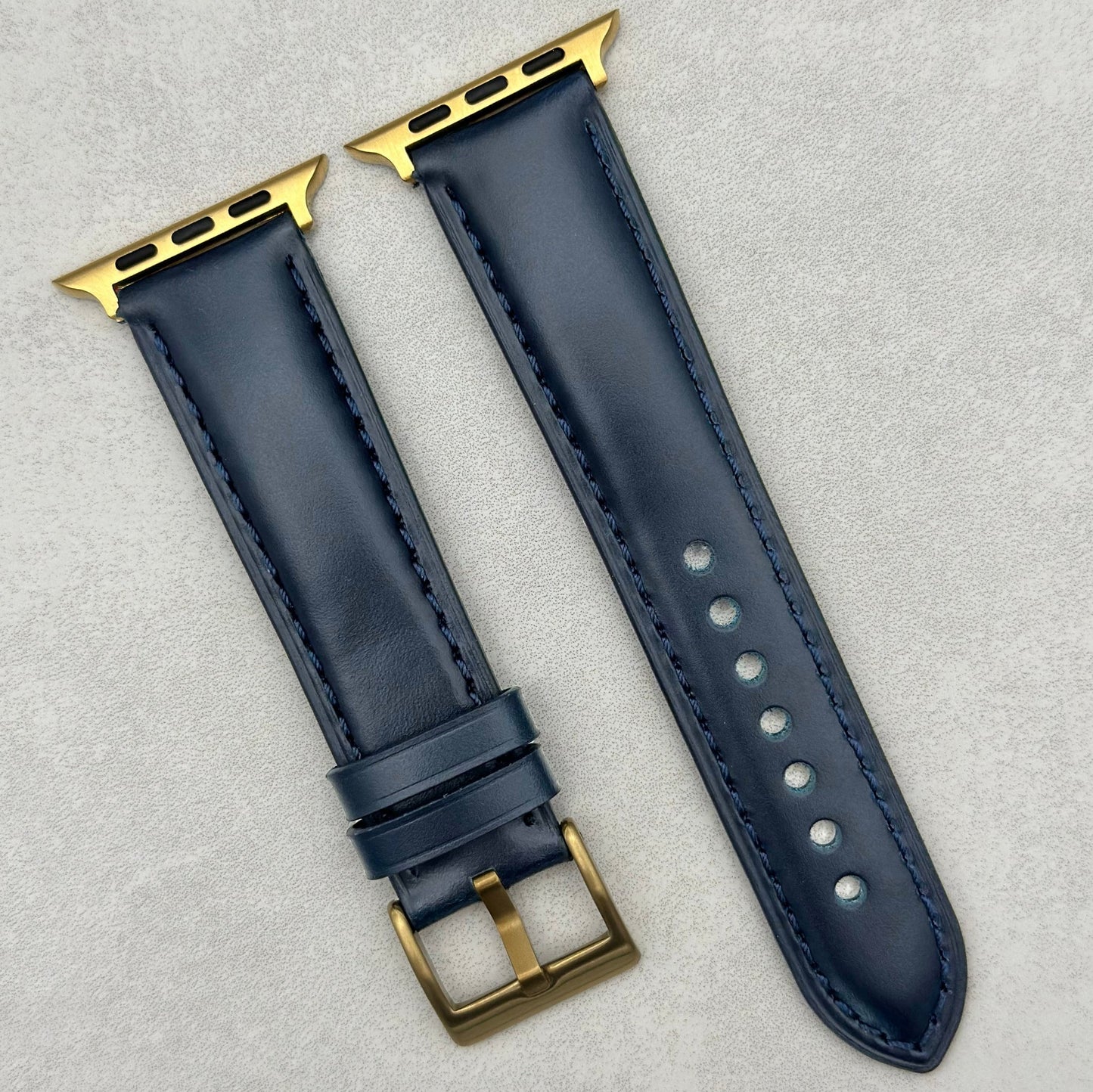 The Athens: Deep Ocean Blue Full Grain Leather Apple Watch Strap