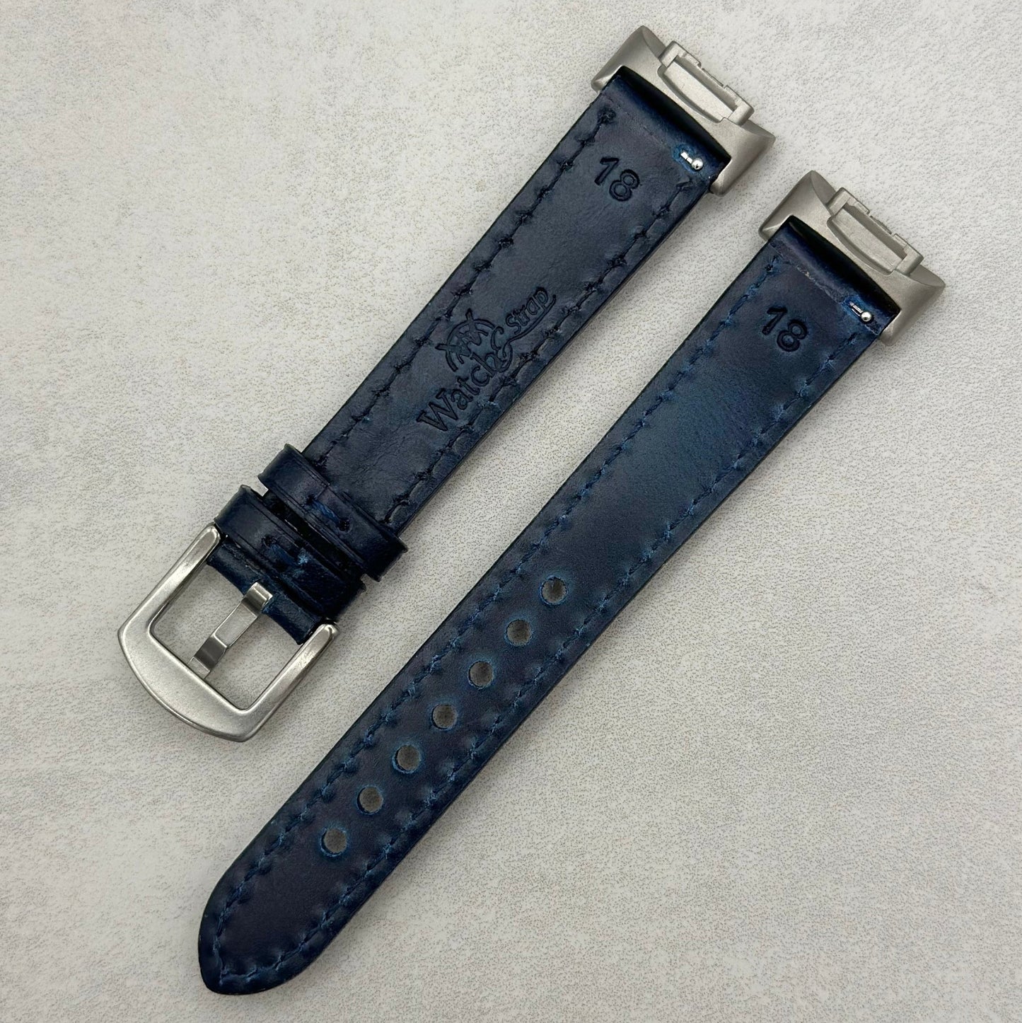 The Athens: Deep Ocean Blue Full Grain Leather Fitbit Charge Watch Strap