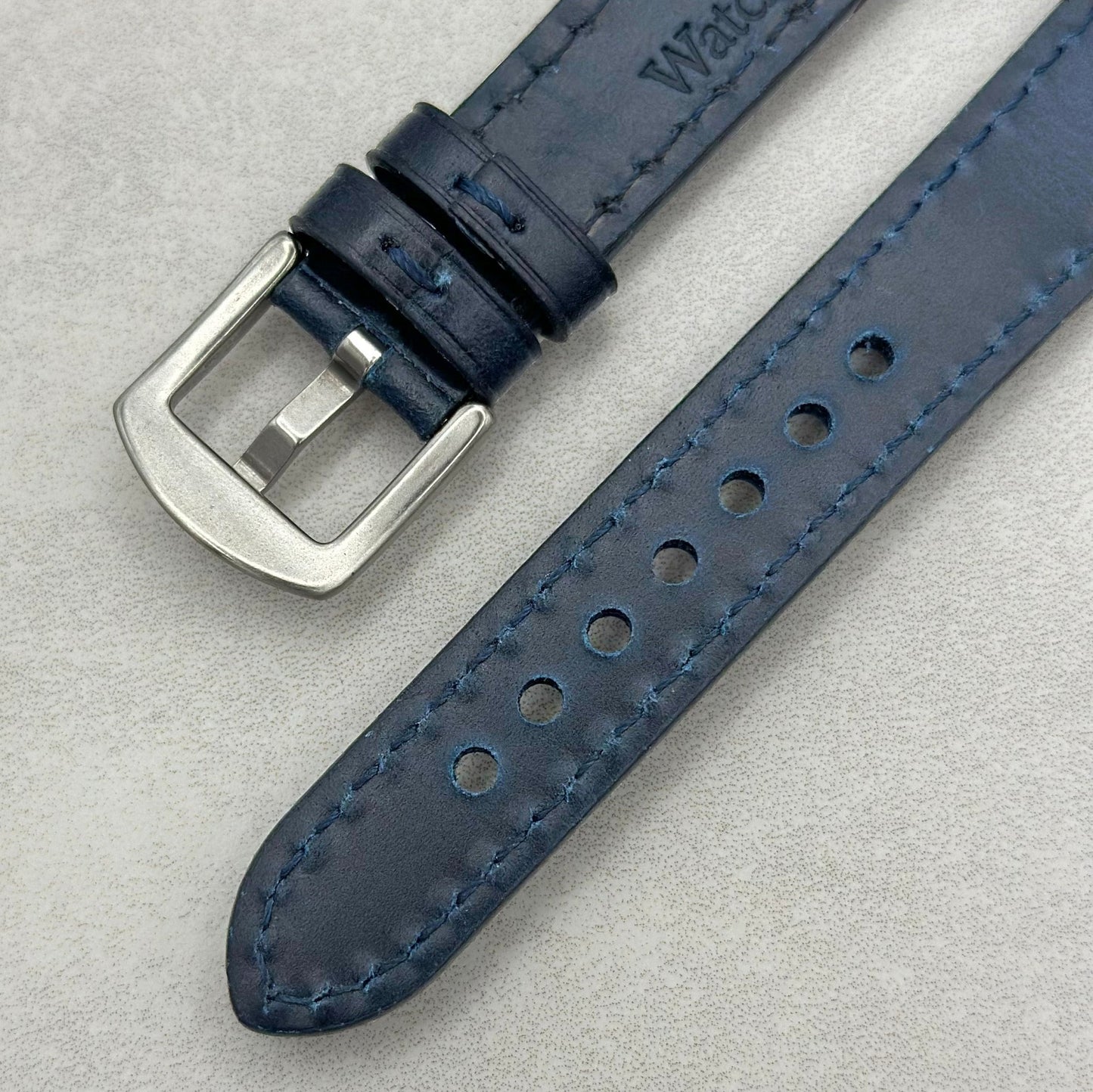 The Athens: Deep Ocean Blue Full Grain Leather Fitbit Charge Watch Strap