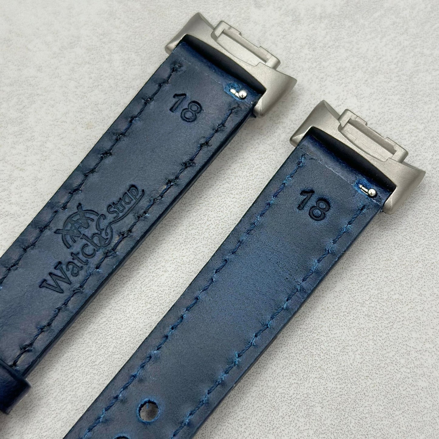 The Athens: Deep Ocean Blue Full Grain Leather Fitbit Charge Watch Strap