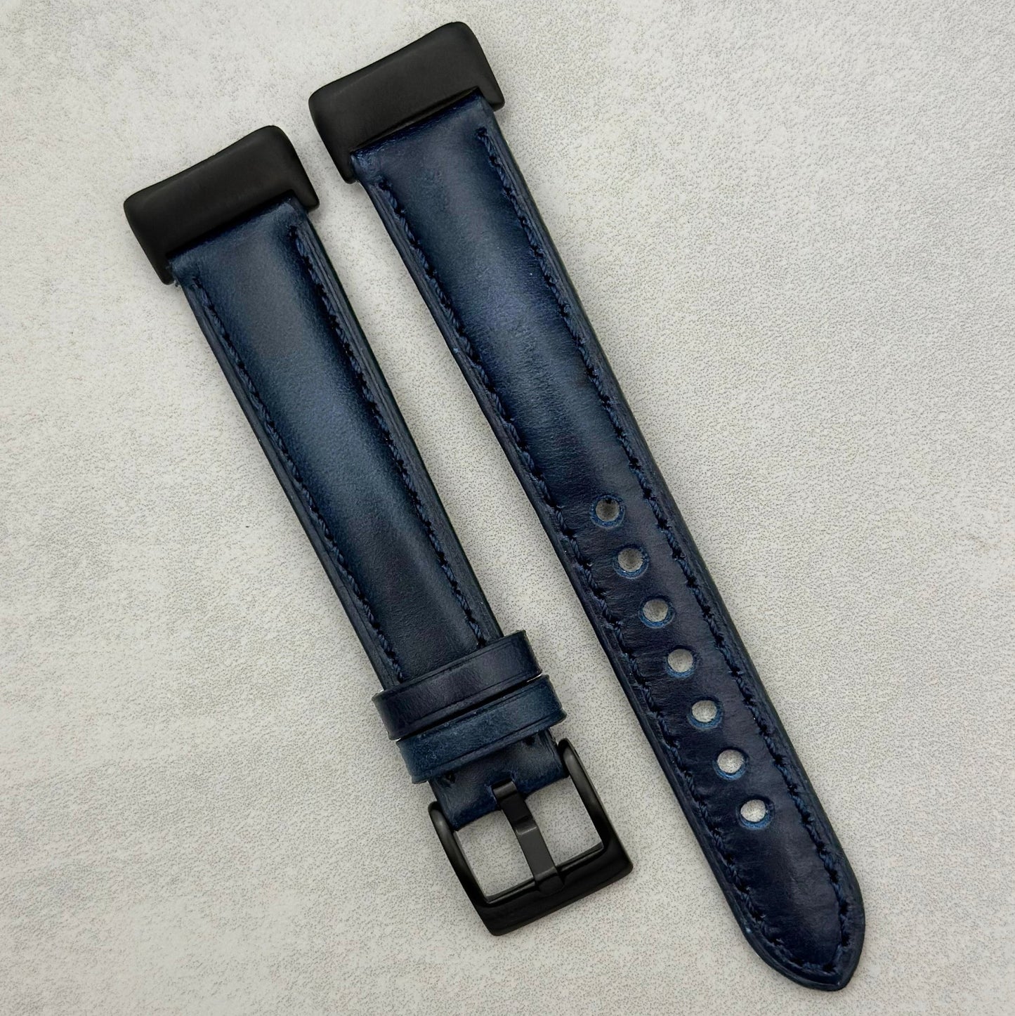 The Athens: Deep Ocean Blue Full Grain Leather Fitbit Charge Watch Strap