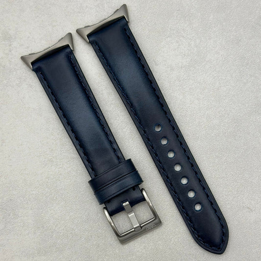 Athens blue full grain leather Google Pixel Watch strap. Deep Ocean blue. Google Pixel Watch, Pixel Watch 2. Watch And Strap