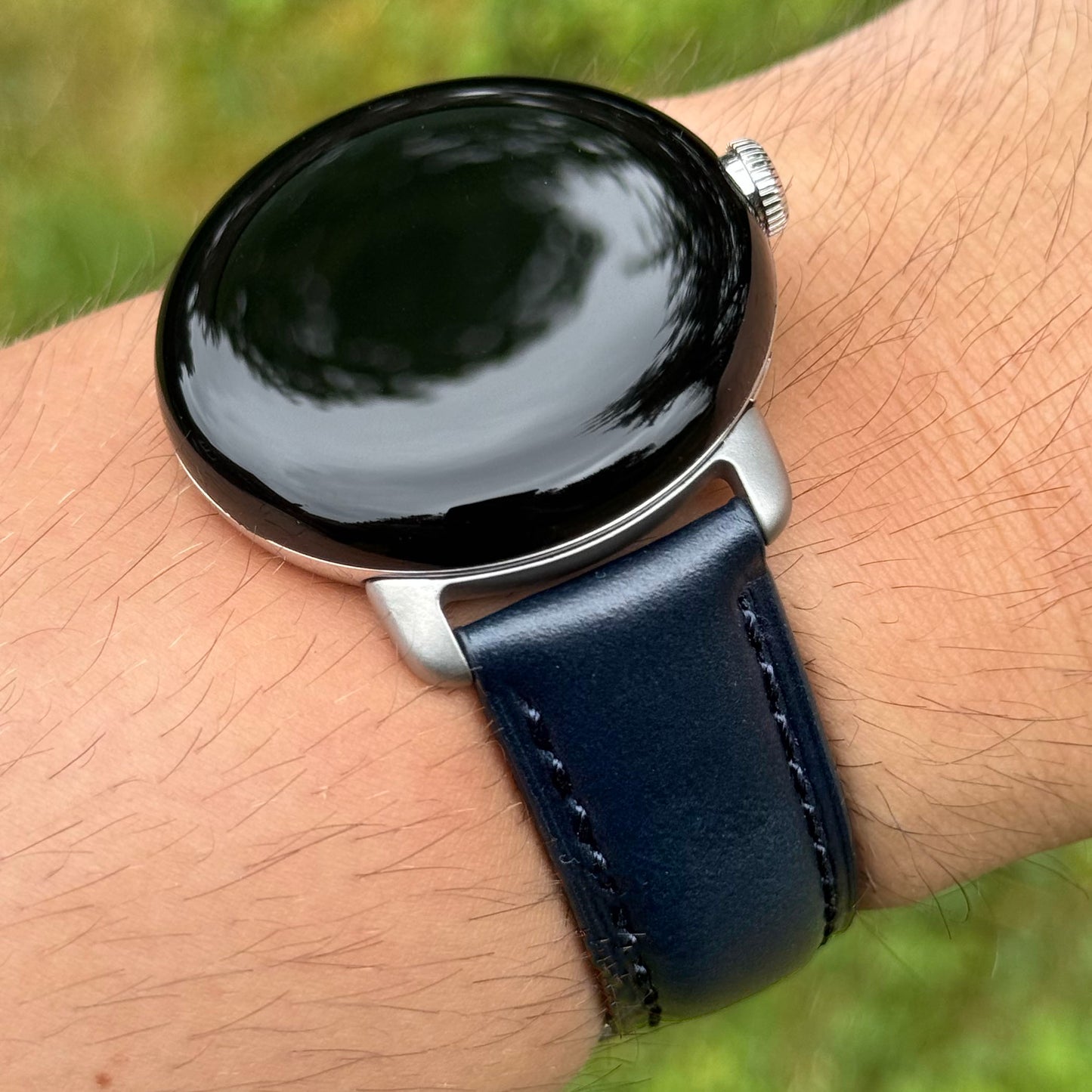 The Athens: Deep Ocean Blue Full Grain Leather Google Pixel Watch Strap