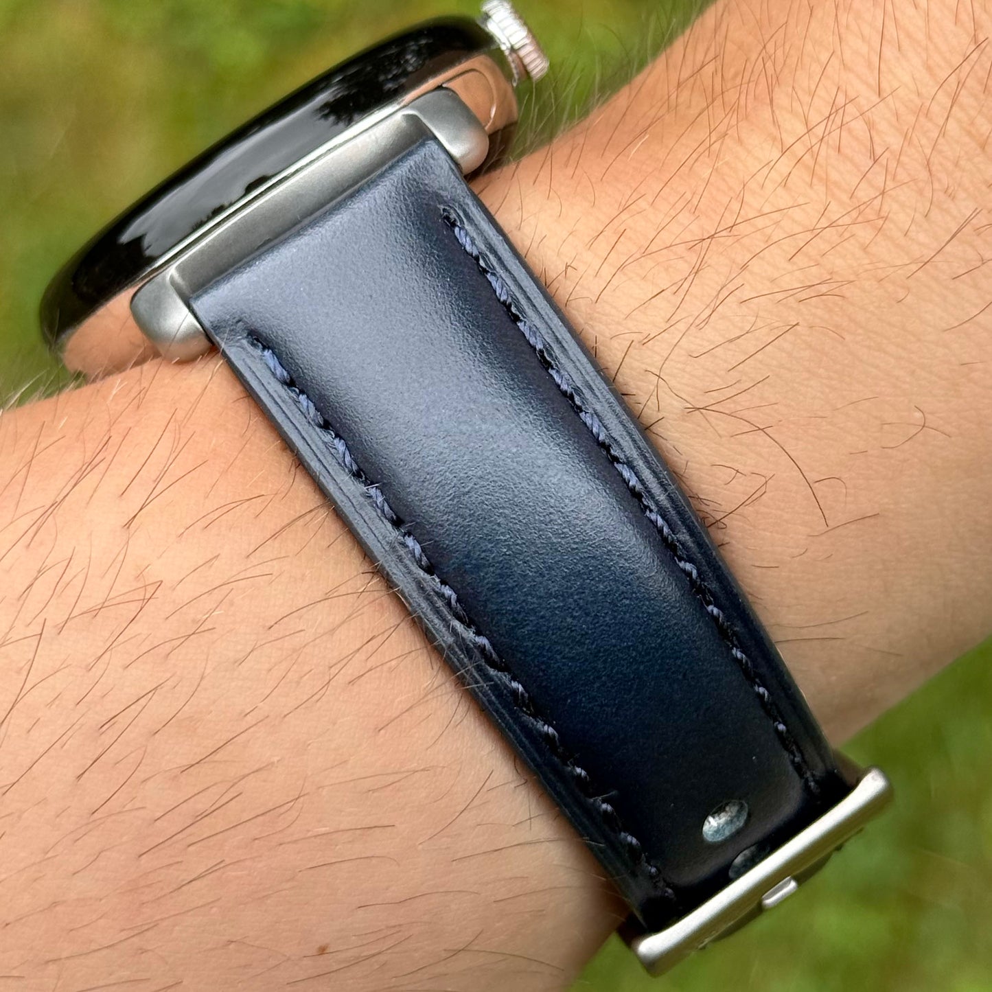 The Athens: Deep Ocean Blue Full Grain Leather Google Pixel Watch Strap