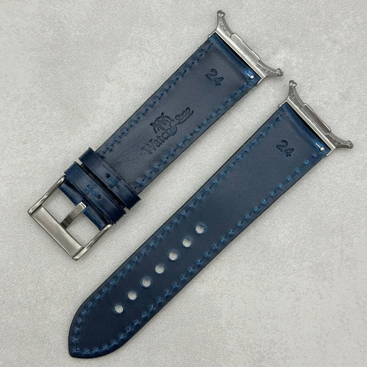 The Athens: Deep Ocean Blue Full Grain Leather Samsung Galaxy Watch Ultra Strap