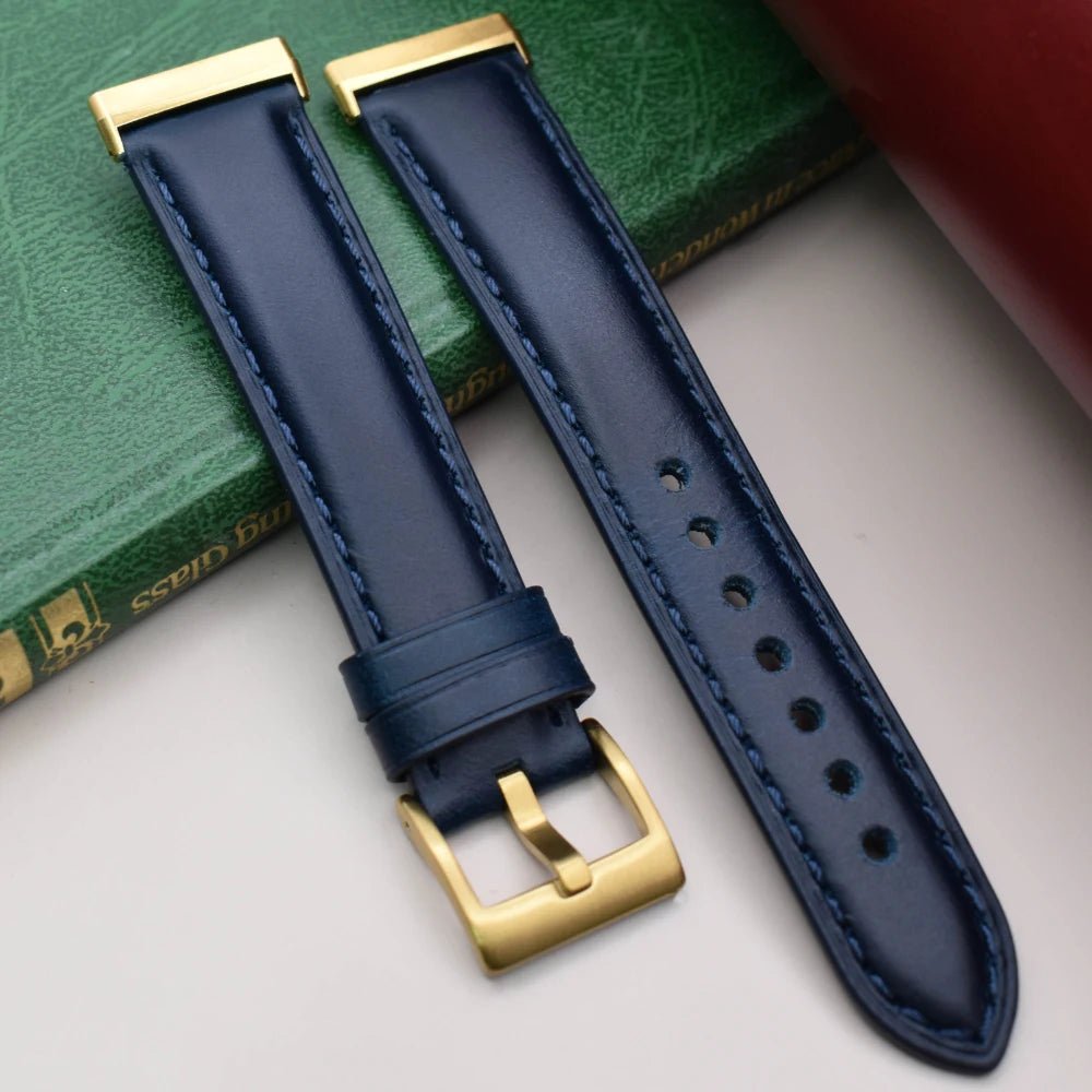 Blue full grain leather Fitbit Sense/Versa trap. Fitbit Sense 1/2, Versa 3/4. Watch And Strap