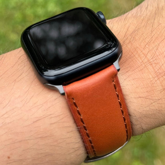The Athens: Smoked Cinnamon Full Grain Leather Apple Watch Strap