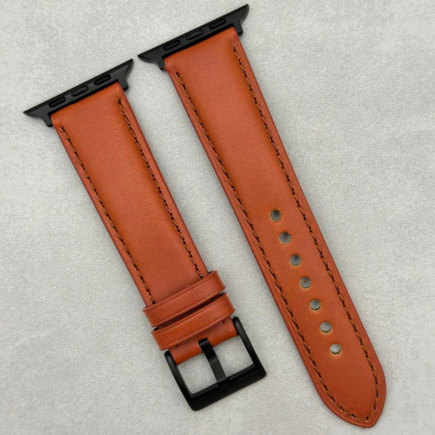 The Athens: Smoked Cinnamon Full Grain Leather Apple Watch Strap