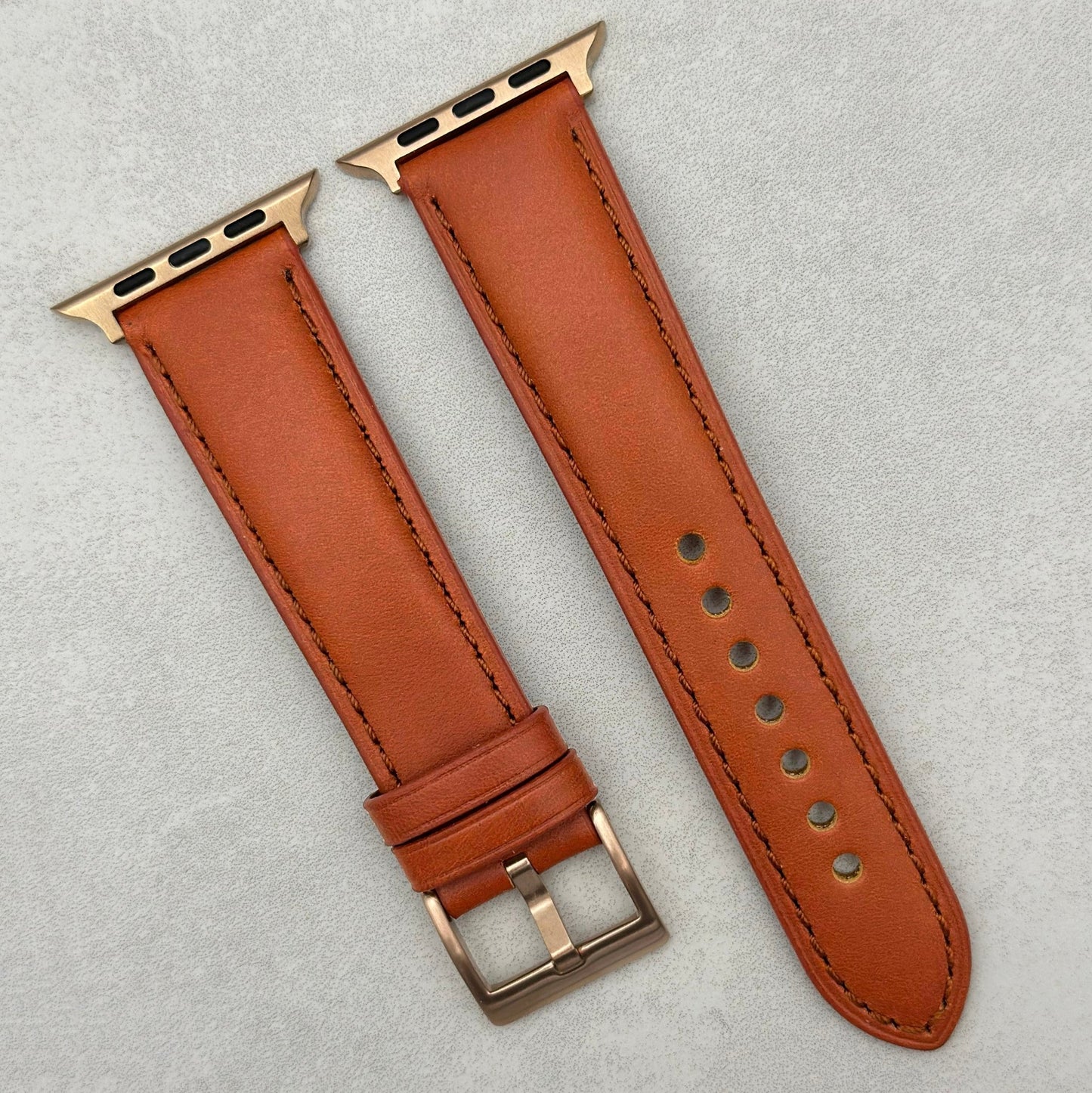 The Athens: Smoked Cinnamon Full Grain Leather Apple Watch Strap