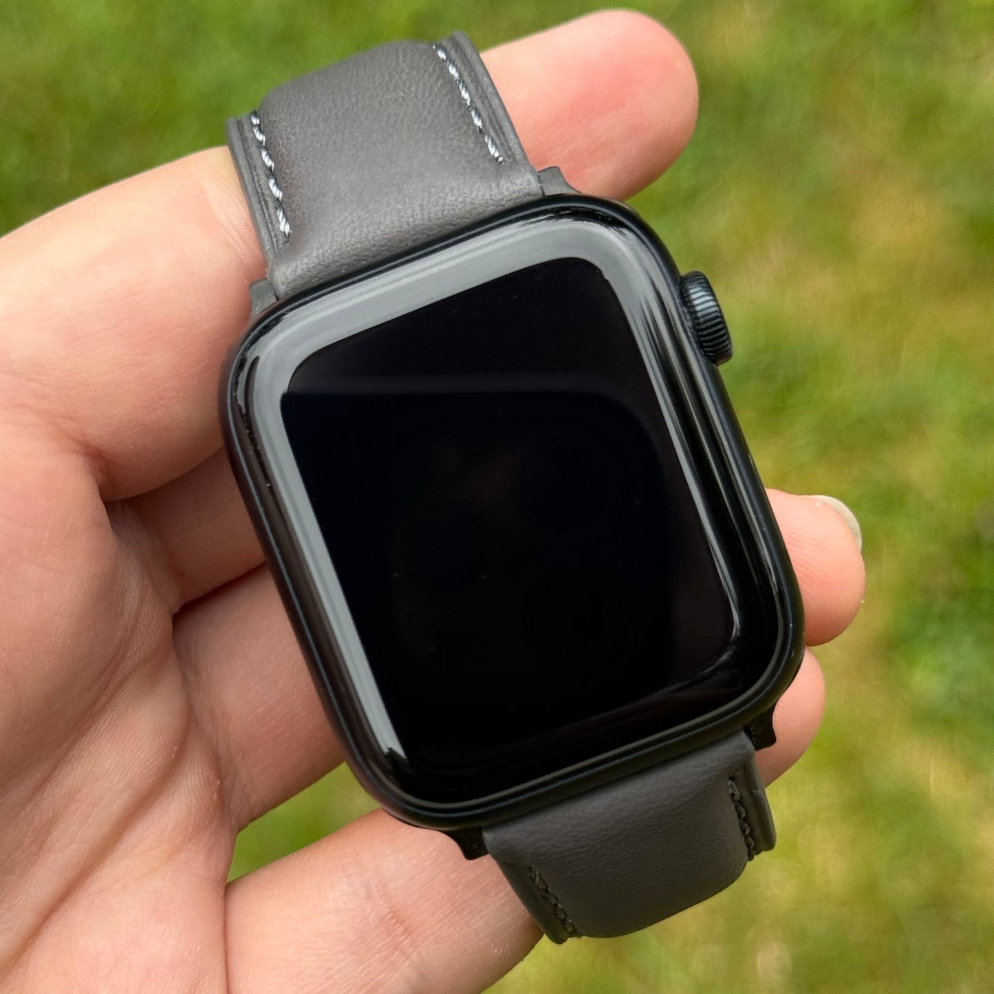 The Athens: Slate Grey Full Grain Leather Apple Watch Strap