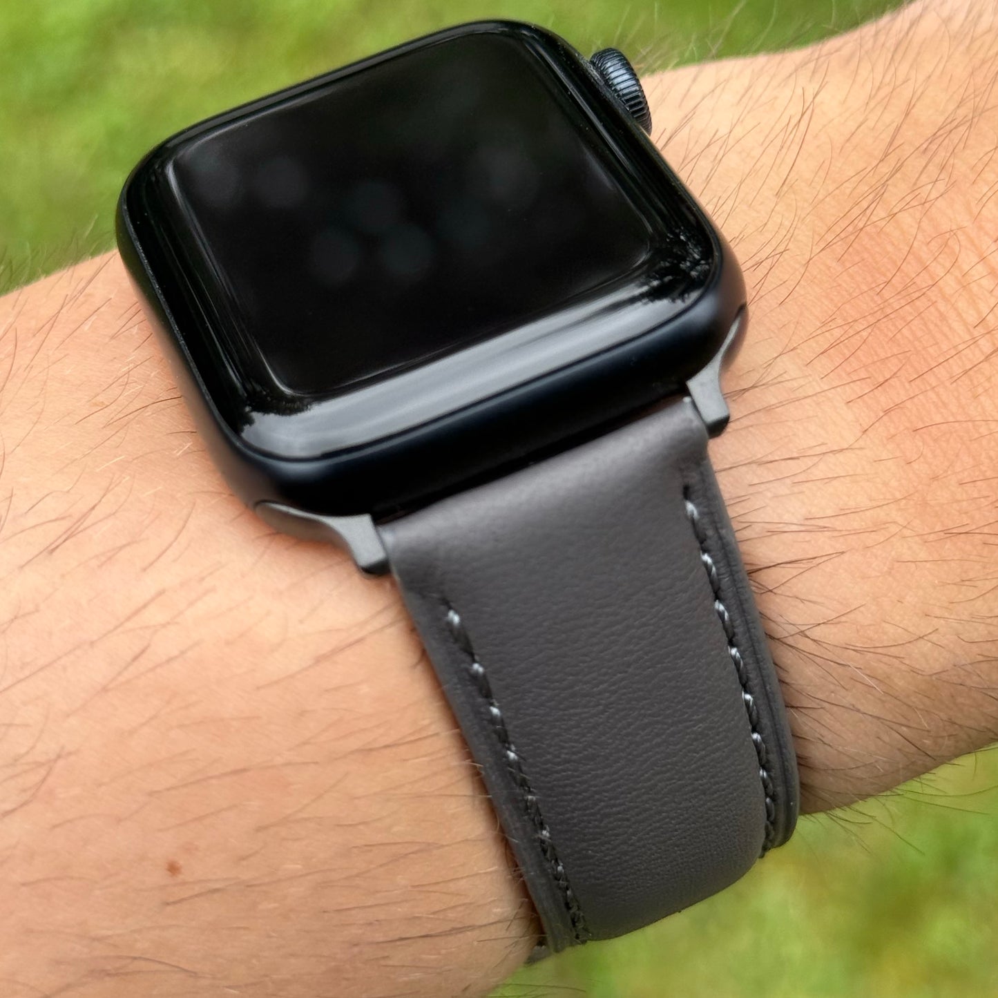 The Athens: Slate Grey Full Grain Leather Apple Watch Strap