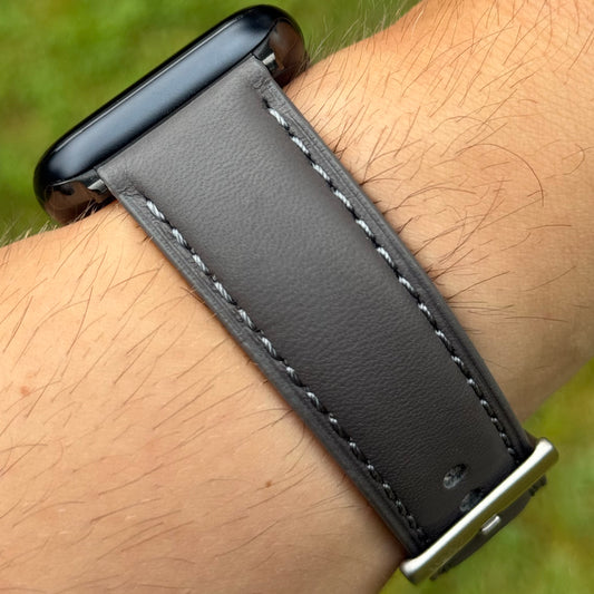 The Athens: Slate Grey Full Grain Leather Apple Watch Strap