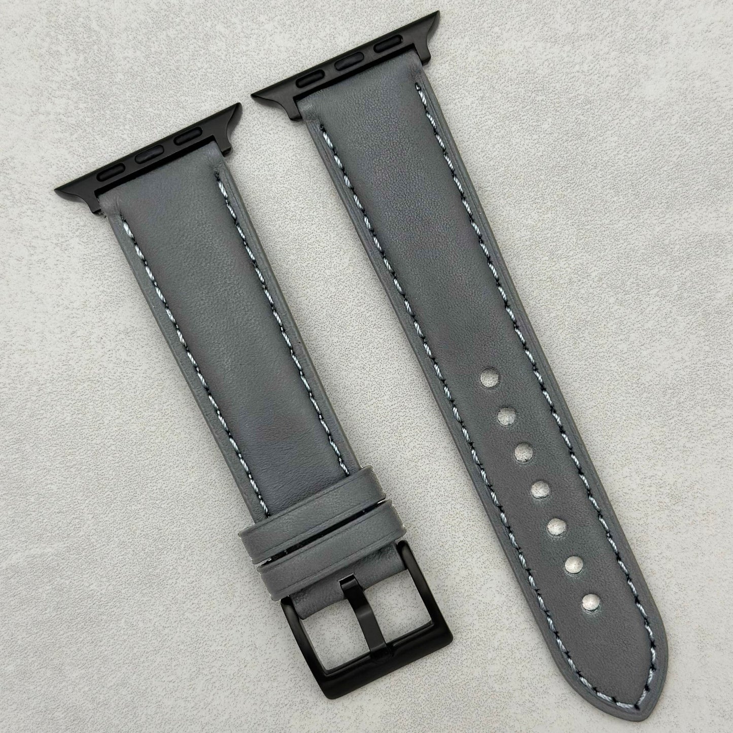 The Athens: Slate Grey Full Grain Leather Apple Watch Strap