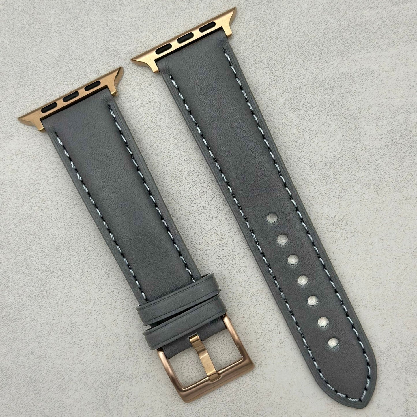 The Athens: Slate Grey Full Grain Leather Apple Watch Strap