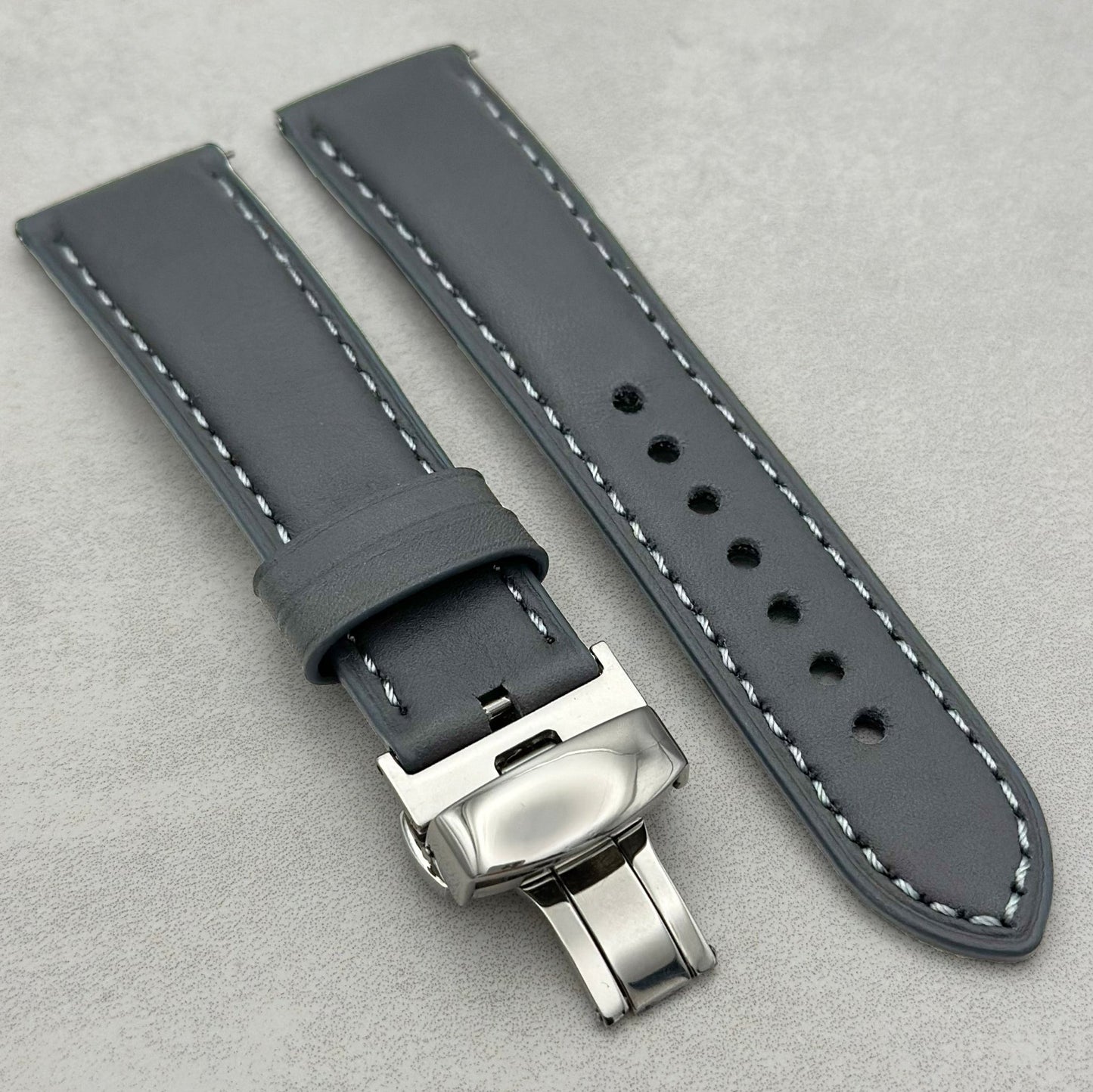 The Athens: Slate Grey Full Grain Leather Google Pixel Watch Strap