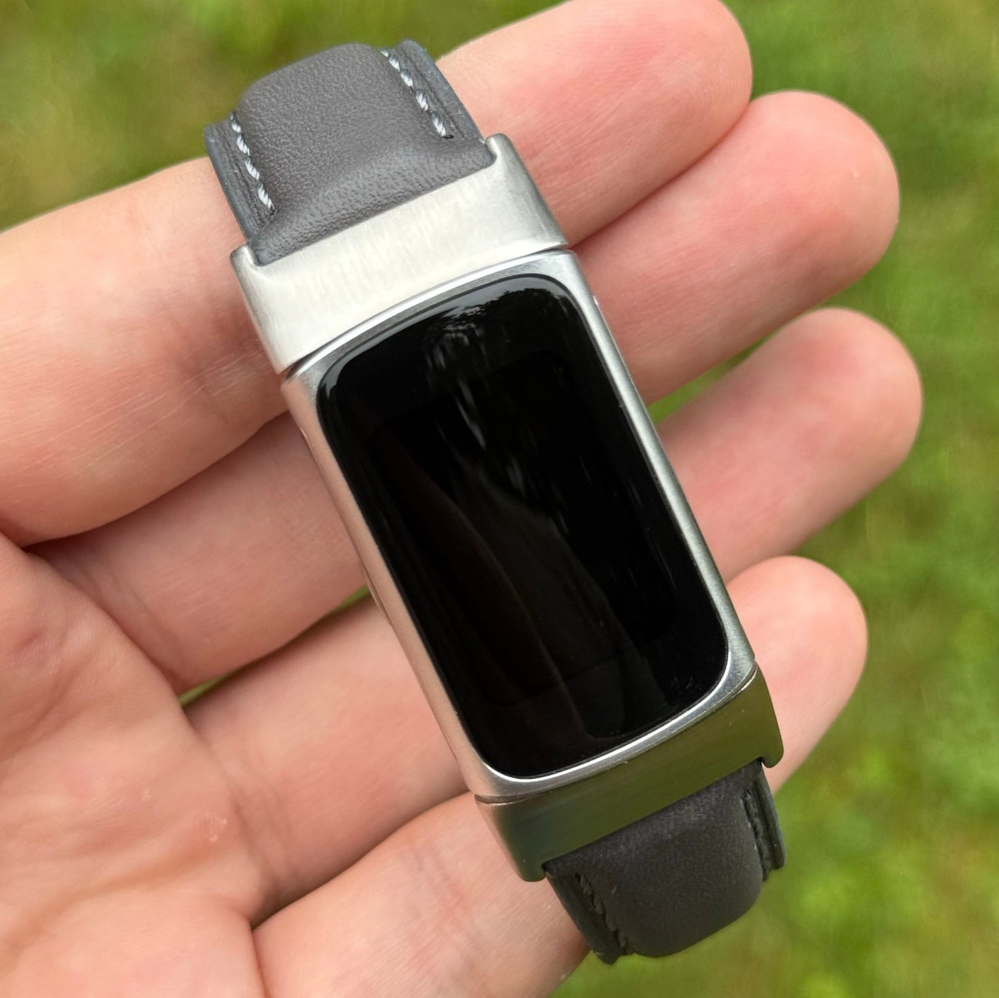 The Athens: Slate Grey Full Grain Leather Fitbit Charge Watch Strap