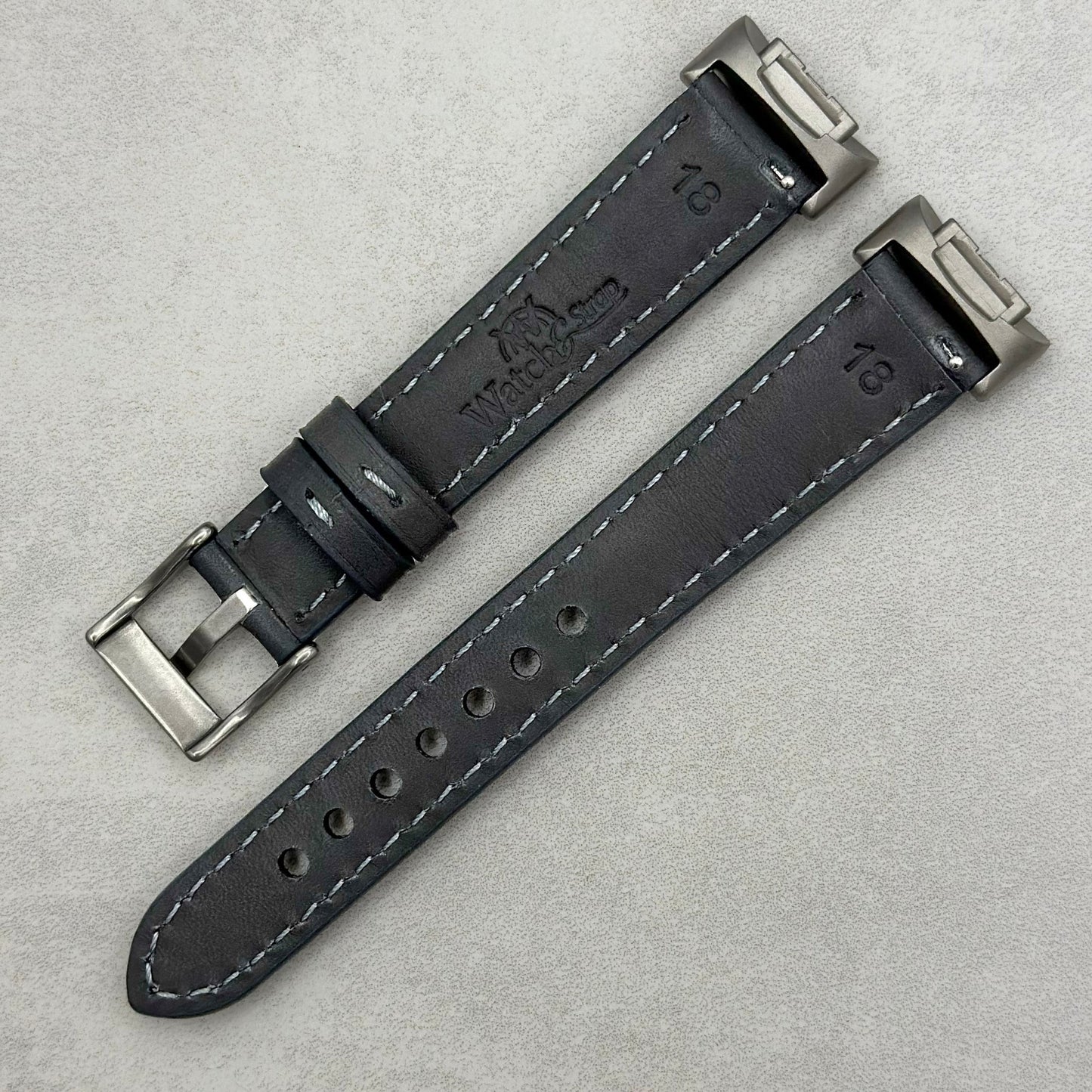 The Athens: Slate Grey Full Grain Leather Fitbit Charge Watch Strap