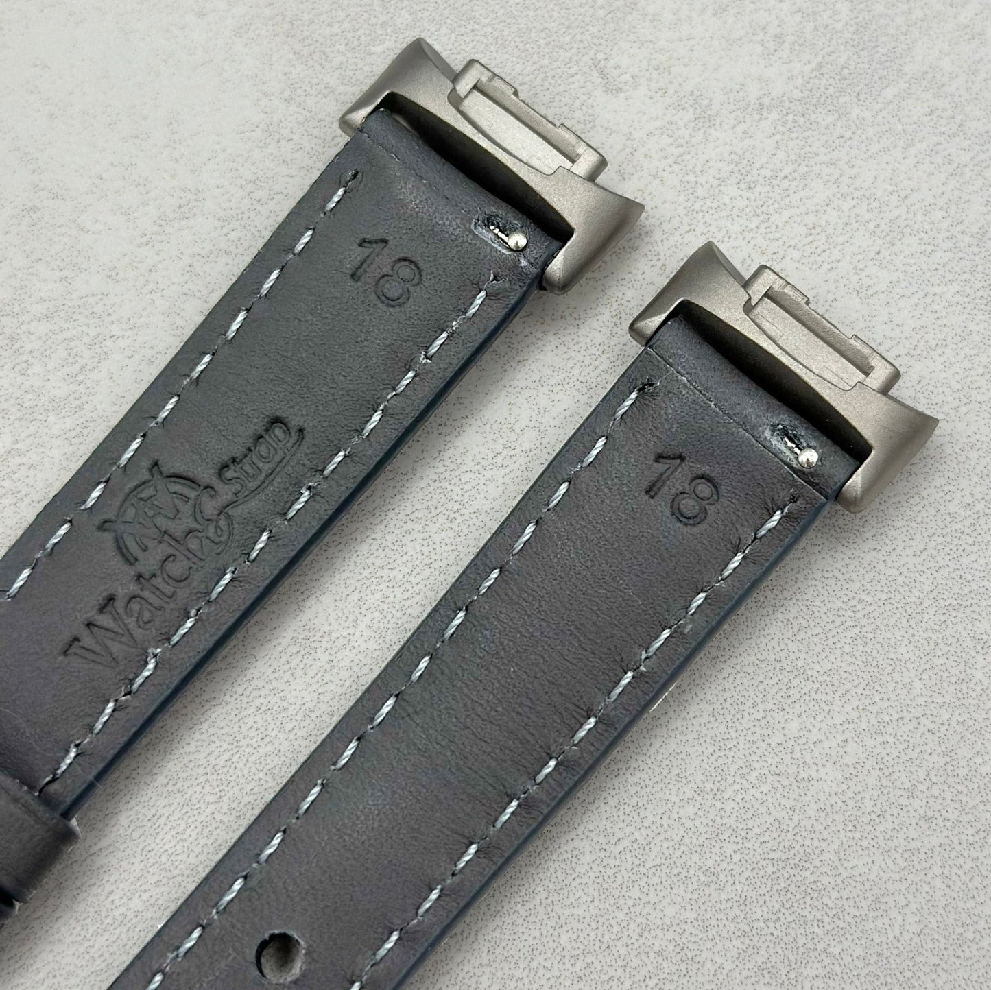 The Athens: Slate Grey Full Grain Leather Fitbit Charge Watch Strap