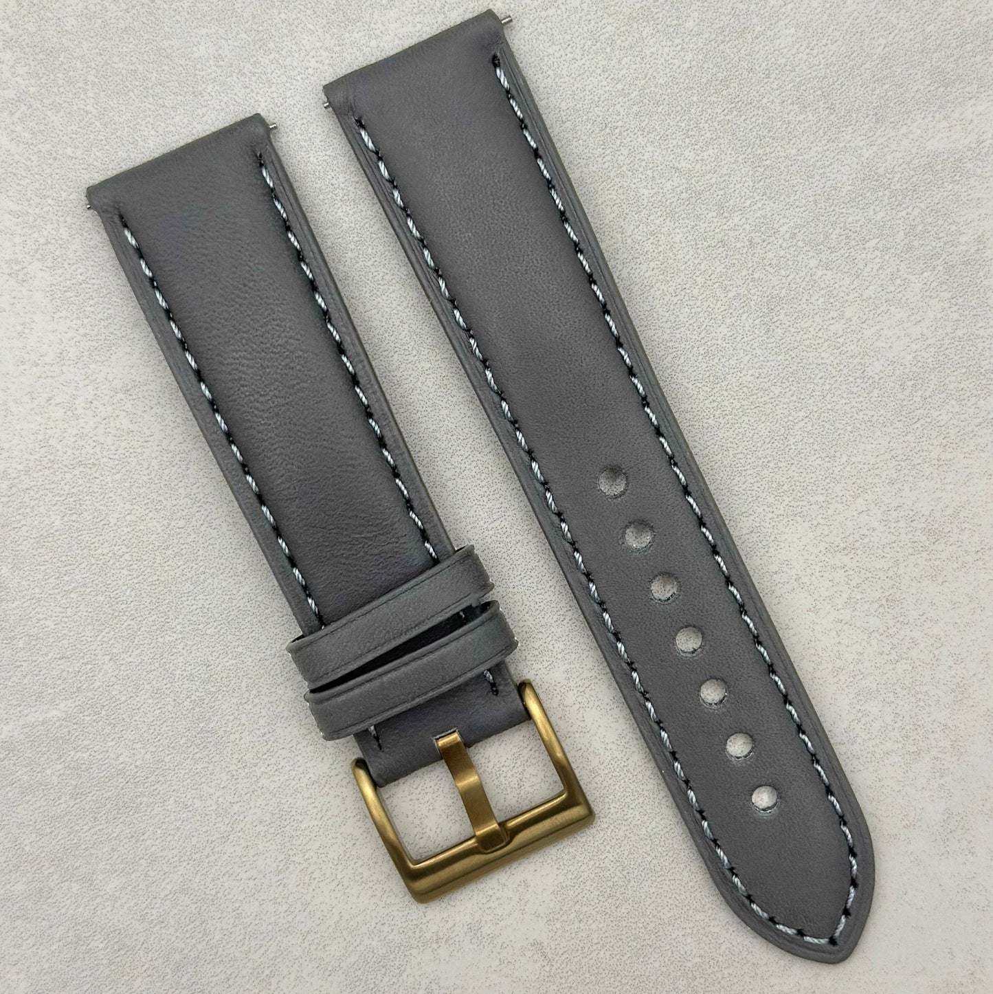 The Athens: Slate Grey Full Grain Leather Watch Strap