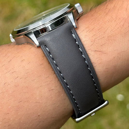 The Athens: Slate Grey Full Grain Leather Watch Strap