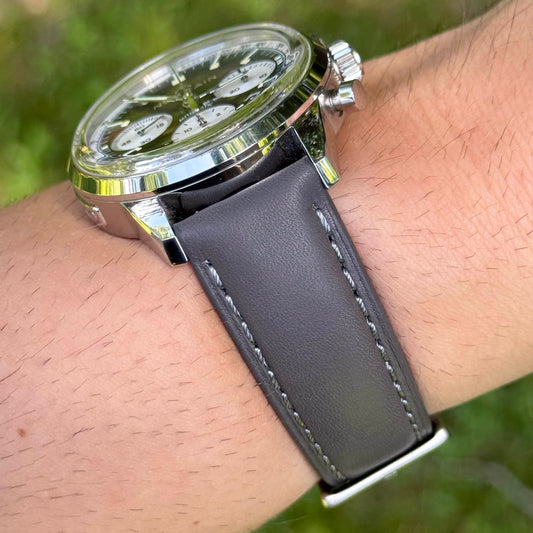 The Athens: Slate Grey Full Grain Leather Watch Strap