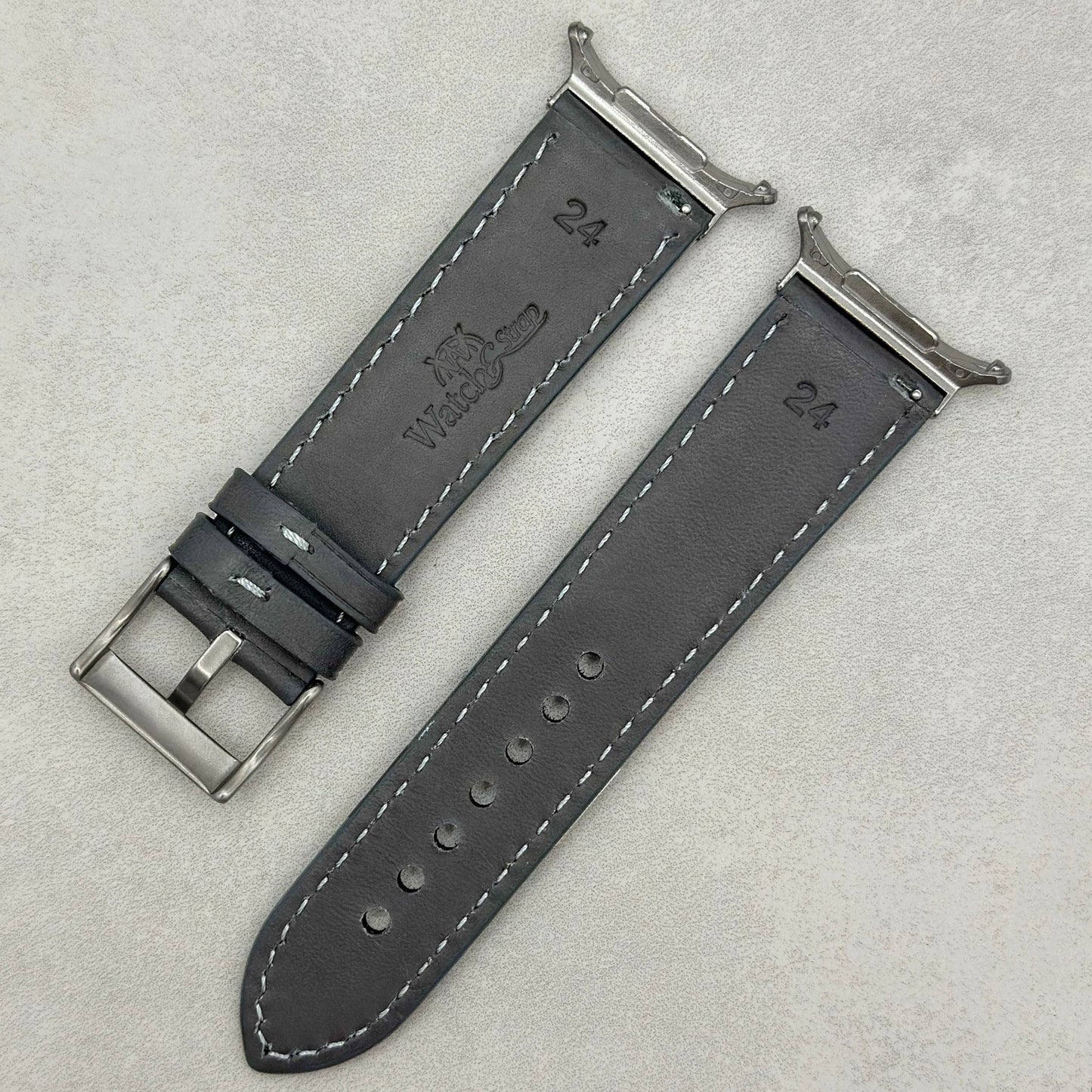 The Athens: Slate Grey Full Grain Leather Samsung Galaxy Watch Ultra Strap