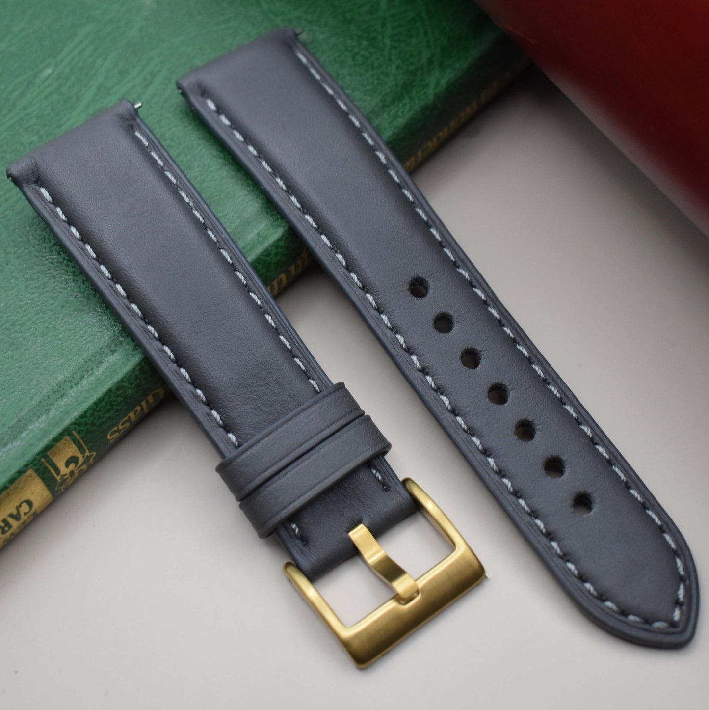 The Athens: Slate Grey Full Grain Leather Watch Strap