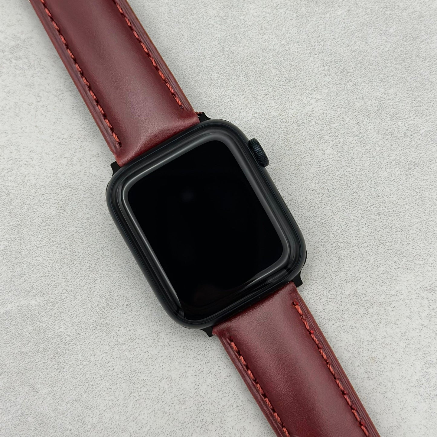 The Athens: Wine Red Full Grain Leather Apple Watch Strap