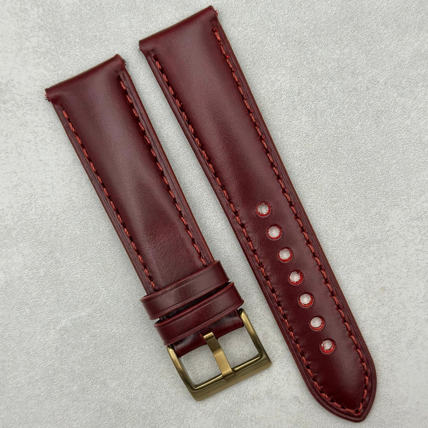 The Athens: Wine Red Full Grain Leather Watch Strap