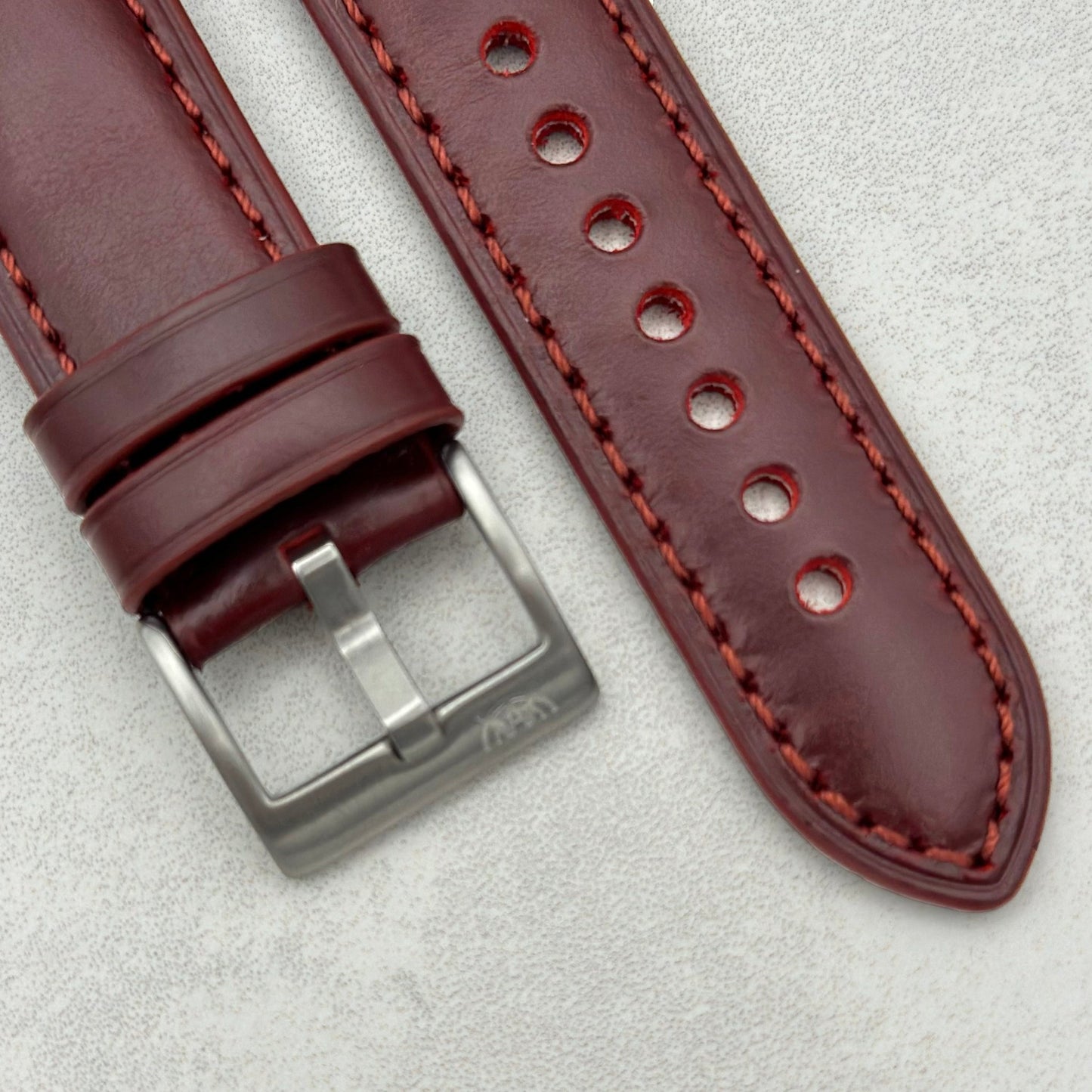 The Athens: Wine Red Full Grain Leather Apple Watch Strap