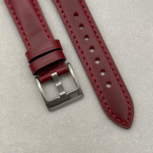 The Athens: Wine Red Full Grain Leather Open Ended Watch Strap