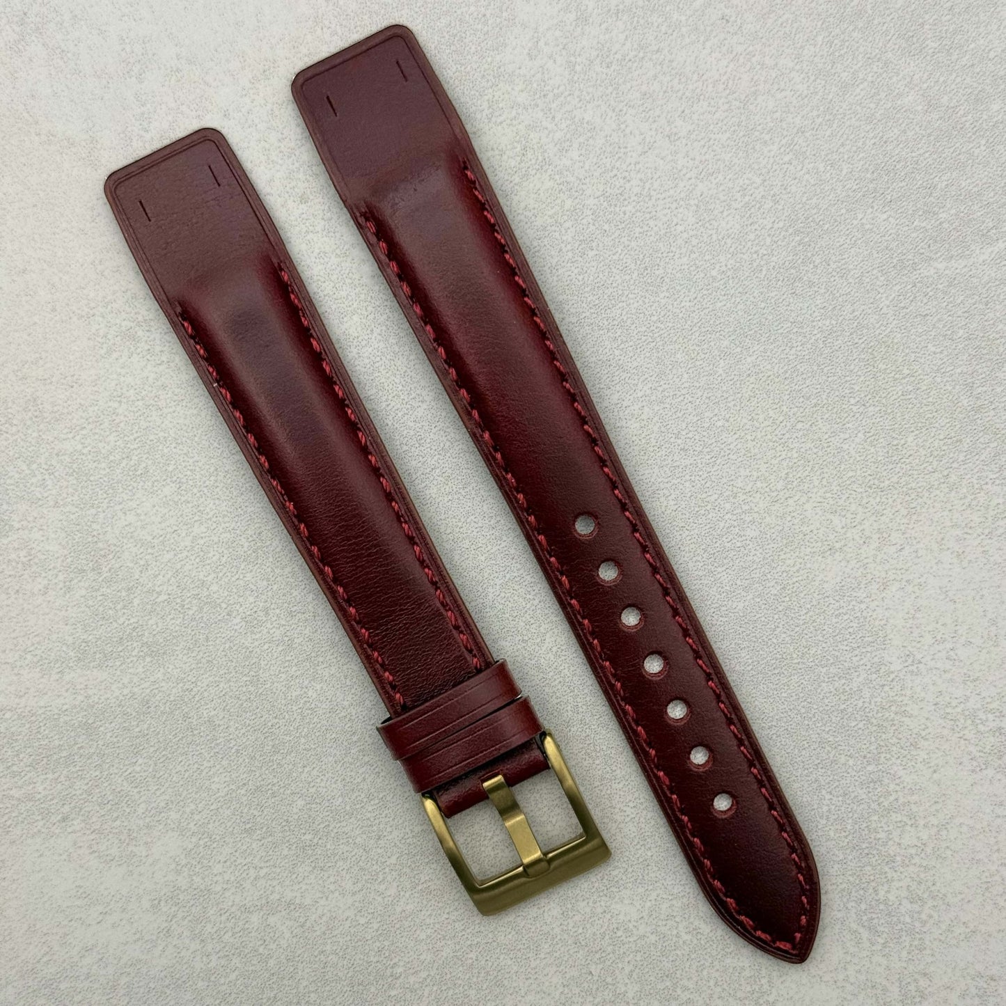 The Athens: Wine Red Full Grain Leather Open Ended Watch Strap