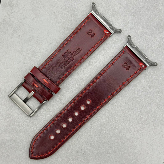 The Athens: Wine Red Full Grain Leather Samsung Galaxy Watch Ultra Strap
