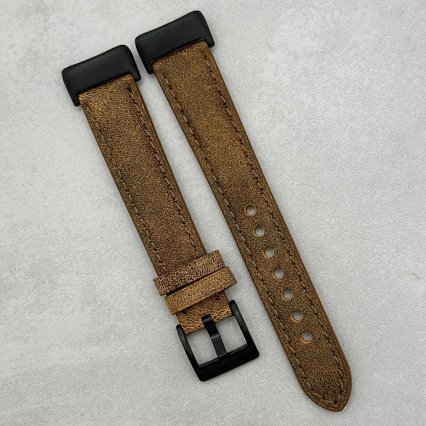 The Athens: Desert Sand Full Grain Leather Fitbit Charge Watch Strap