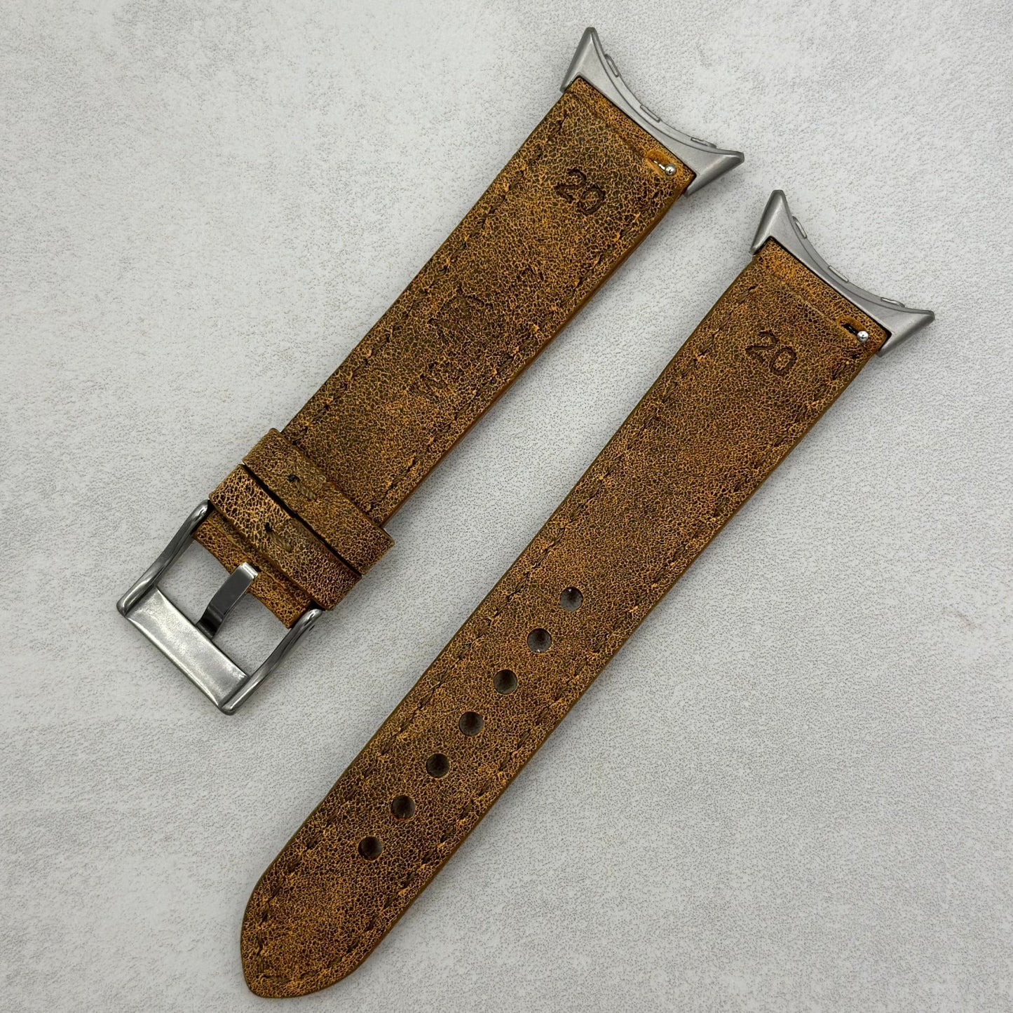 The Athens: Desert Sand Full Grain Leather Google Pixel Watch Strap