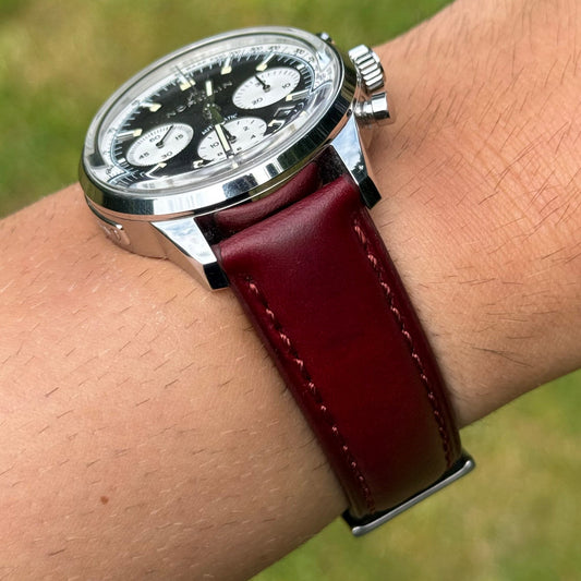 The Athens: Wine Red Full Grain Leather Watch Strap