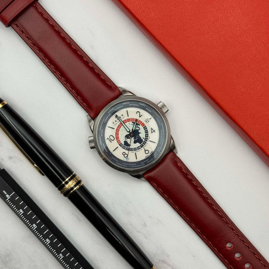 The Athens: Wine Red Full Grain Leather Open Ended Watch Strap