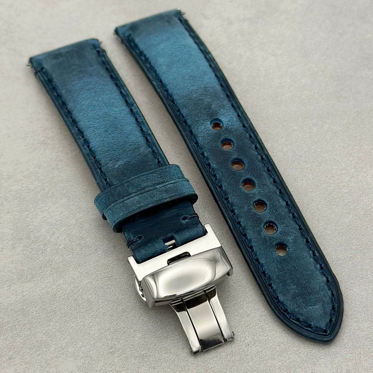 The Austin: Air Force Blue Full Grain Leather Watch Strap