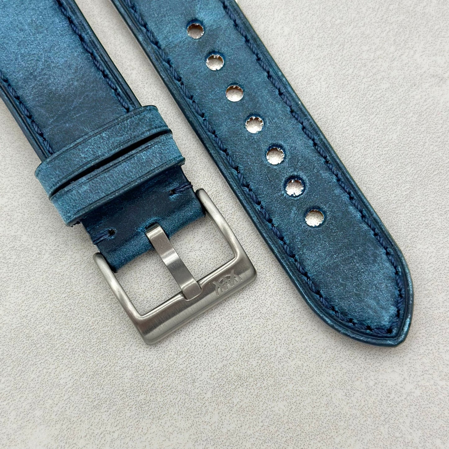 The Austin: Air Force Blue Full Grain Leather Watch Strap