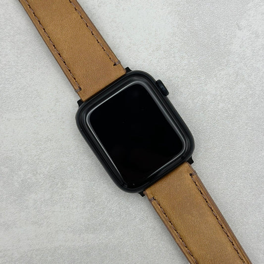 The Austin: Tan Brown Full Grain Leather Apple Watch Strap