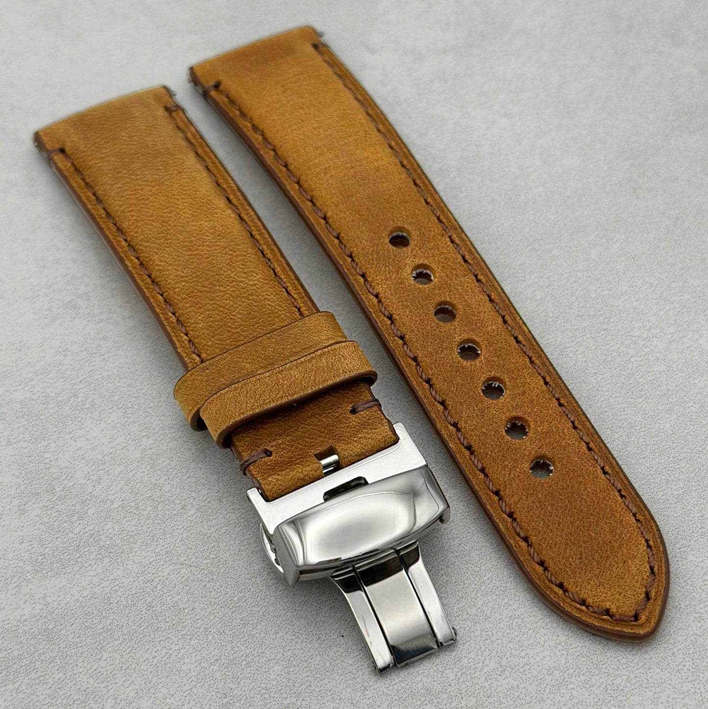 The Austin: Tan Brown Full Grain Leather Garmin QuickFit Watch Strap