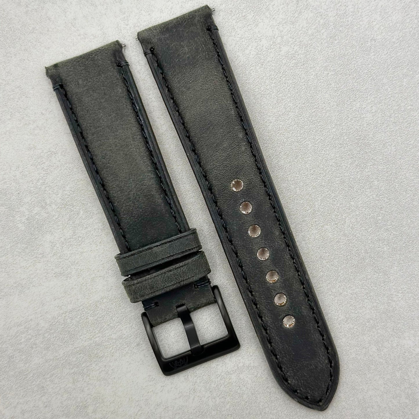 The Austin: Charcoal Grey Full Grain Leather Watch Strap