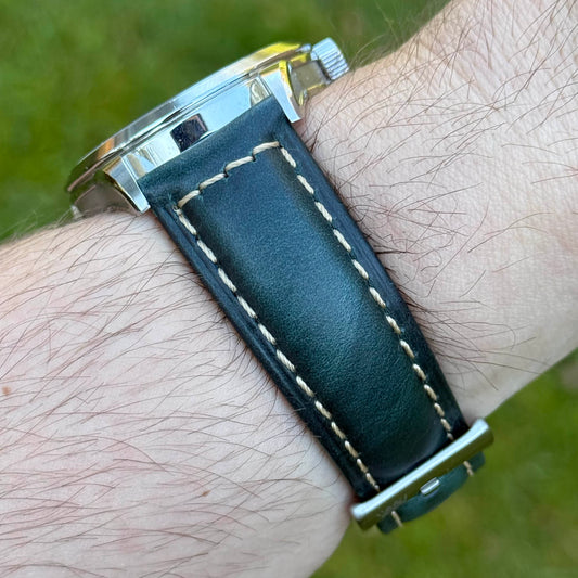 The Berlin: Cracked Blue Padded Leather Watch Strap