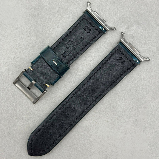 The Berlin: Cracked Blue Padded Leather Samsung Galaxy Watch Ultra Strap