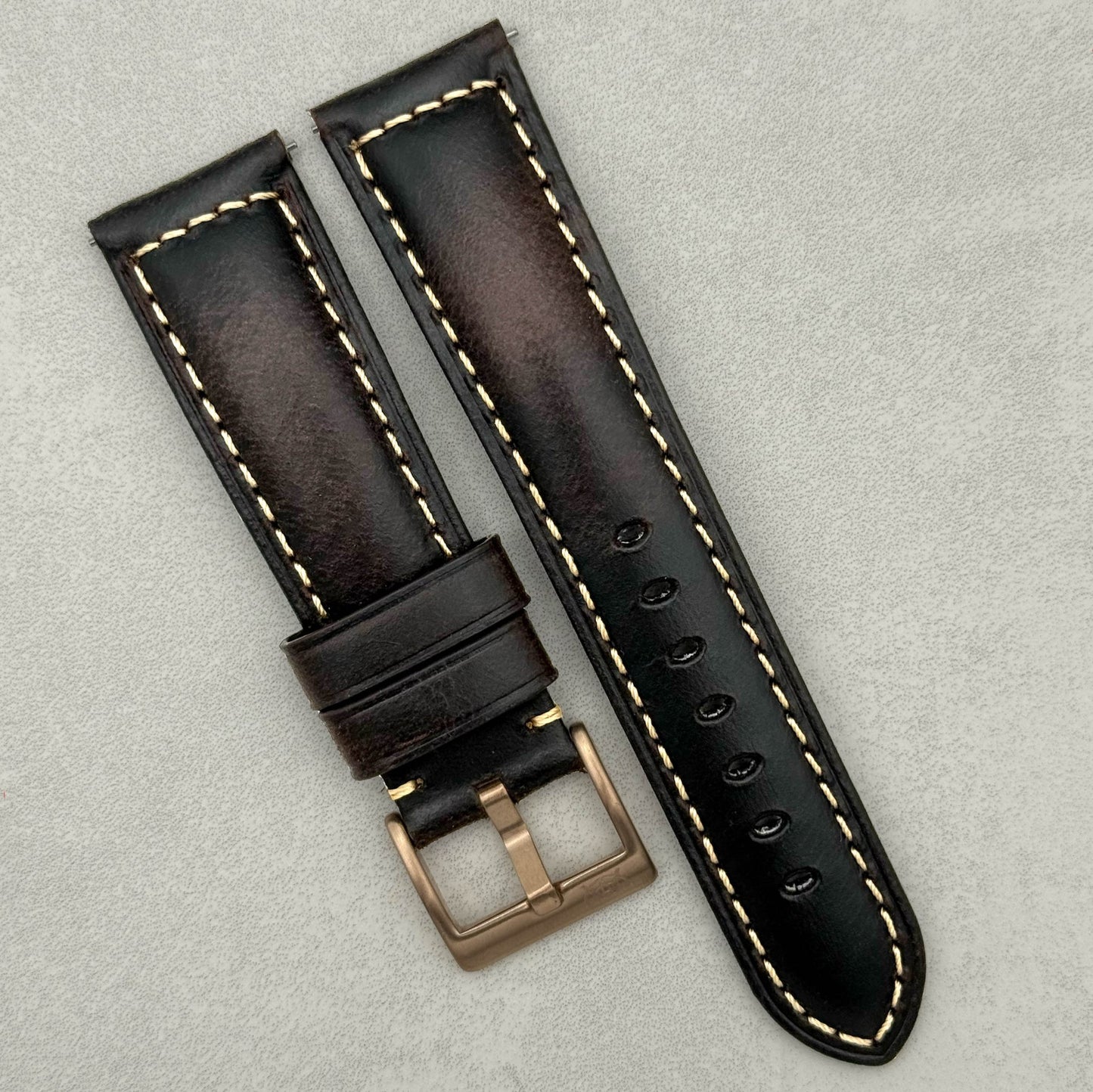 The Berlin: Cracked Brown Padded Leather Watch Strap