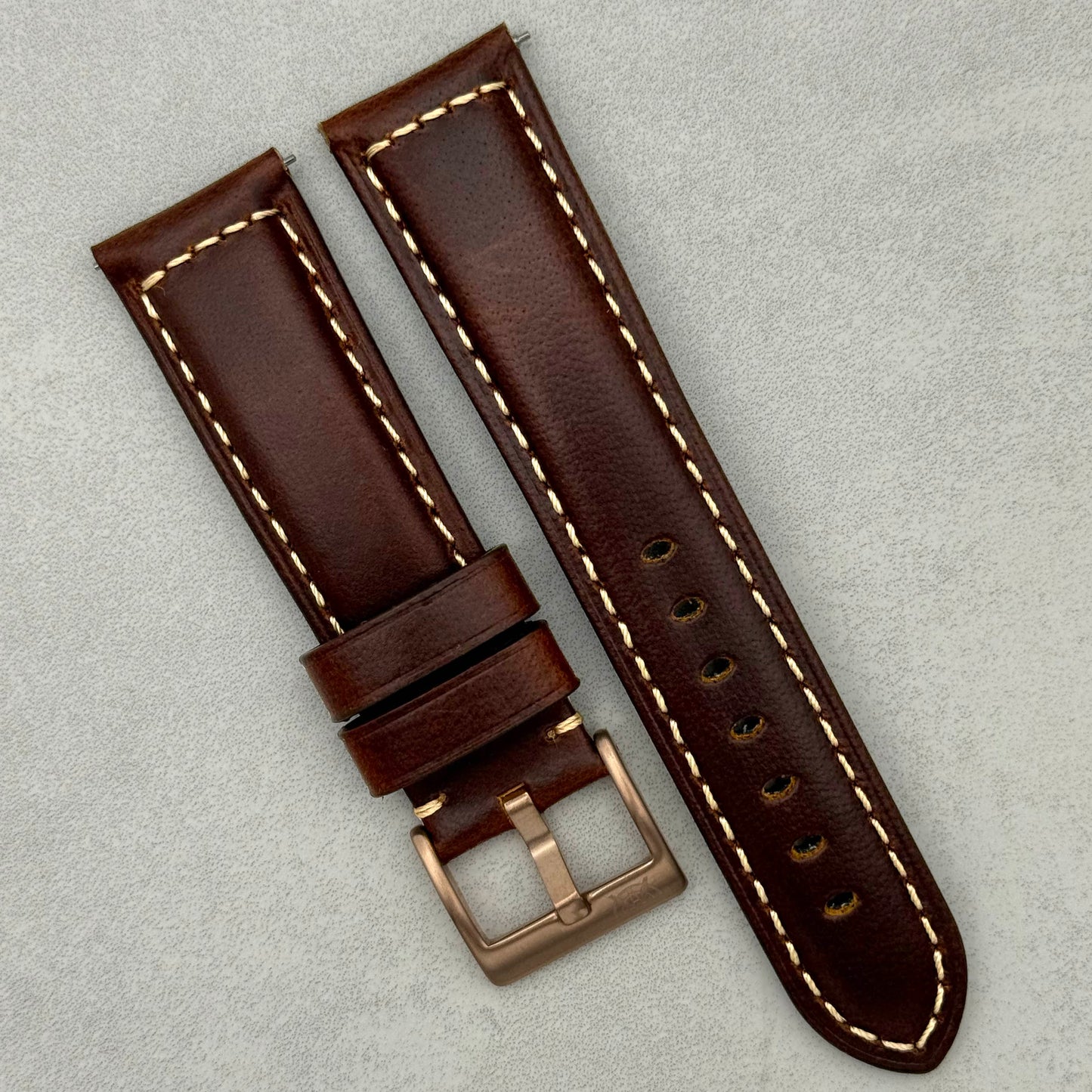 The Berlin: Cracked Vintage Tobacco Brown Padded Leather Watch Strap