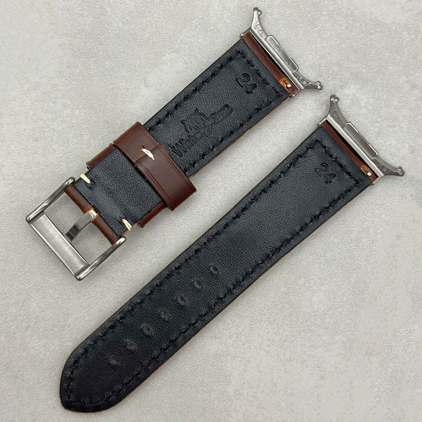 The Berlin: Vintage Brown Padded Leather Samsung Galaxy Watch Ultra Strap